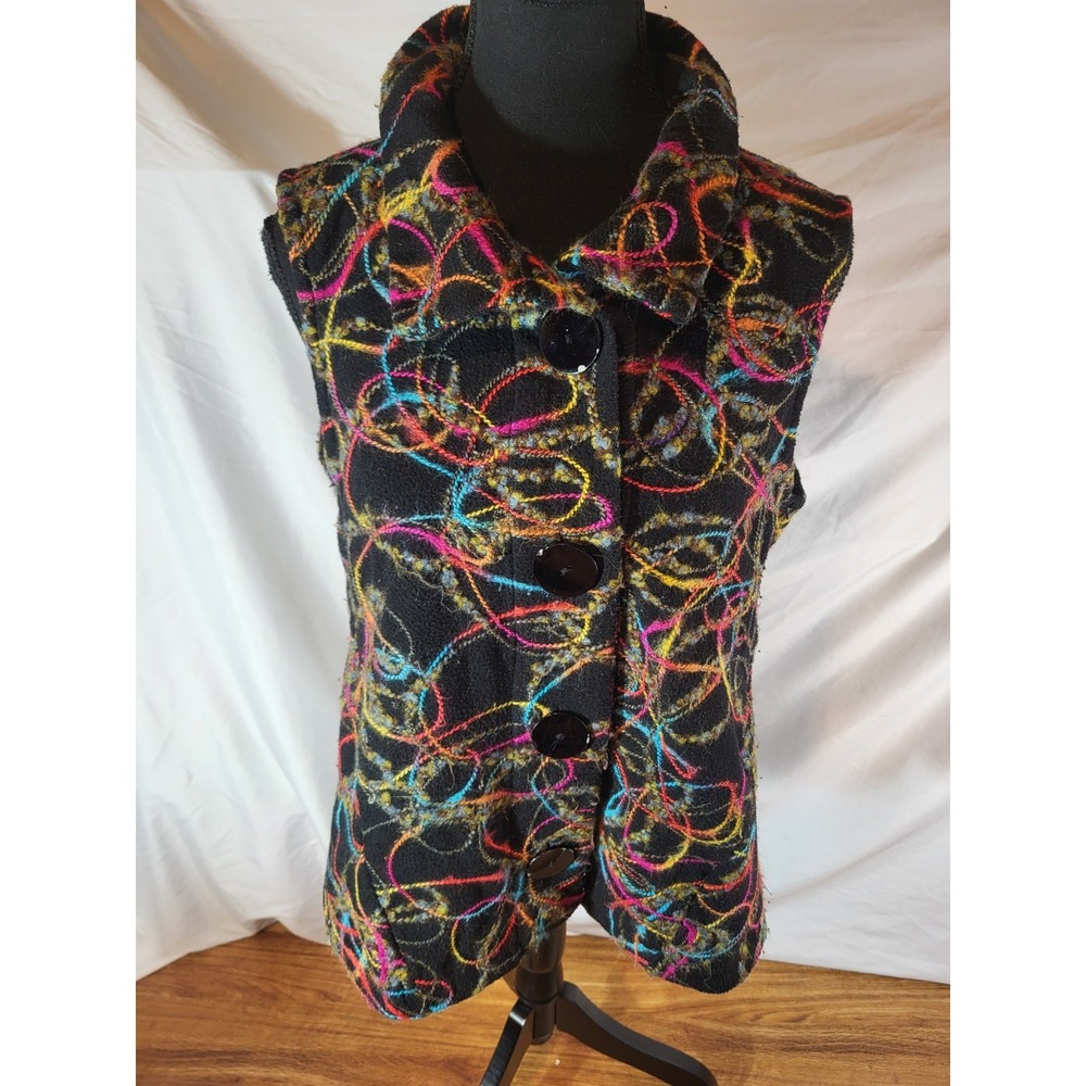 Habitat Clothes to Live In Womens S Gray Art to Wear Artsy Collar Button Vest
